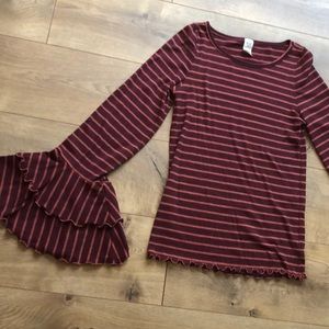 Free People Striped Bell Sleeve Top